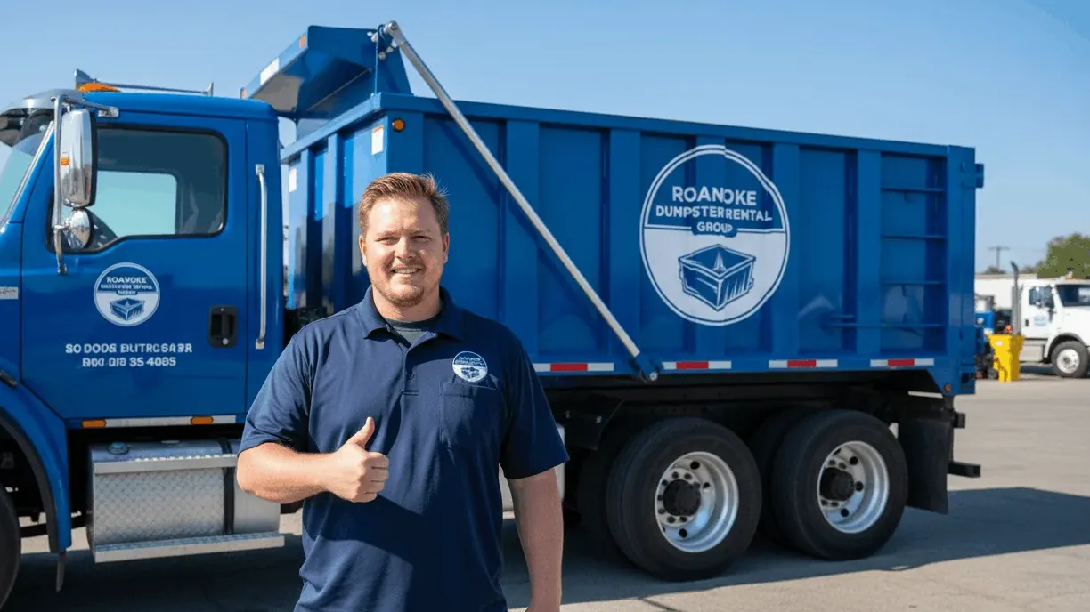 Driveway protection on dumpster delivery in Roanoke, Virginia — plywood laid under the wheels and the rails Driveway protection on dumpster delivery in Roanoke, Virginia — plywood laid under the wheels and the rails