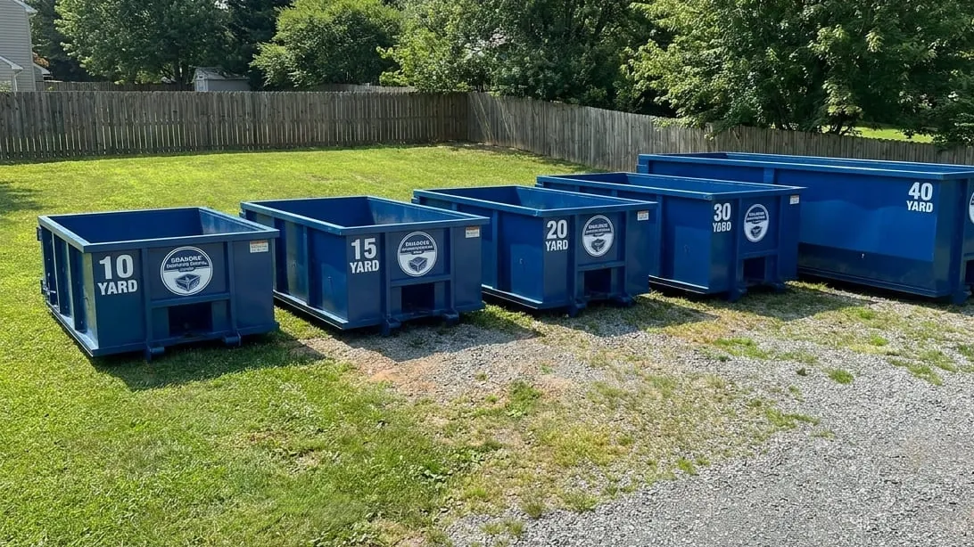 What size dumpster do I need in Roanoke, Virginia — roll-off containers compared side by side at the yard What size dumpster do I need in Roanoke, Virginia — roll-off containers compared side by side at the yard